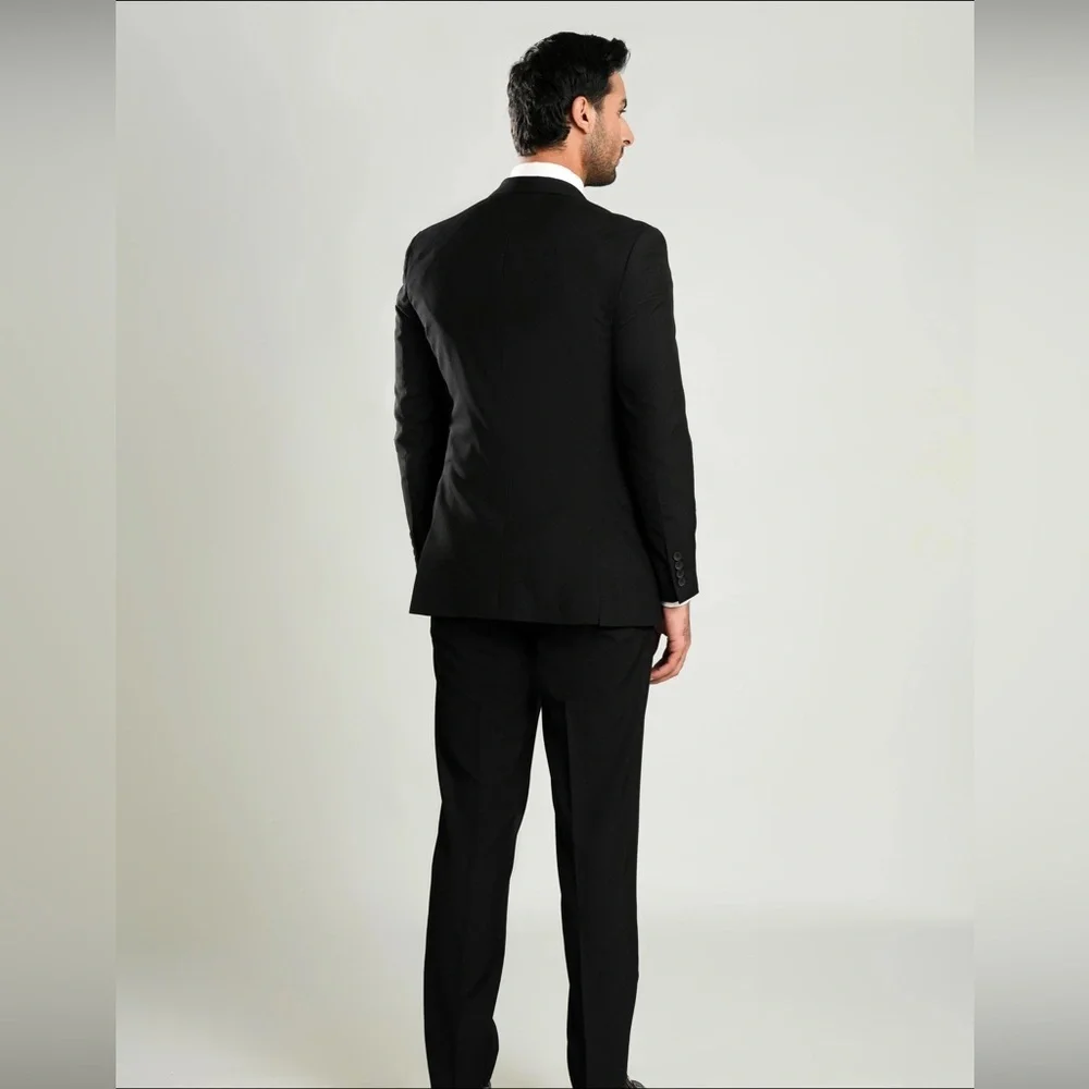 Lawrencepur Black Wool Blend Blazer Jacket Size 50R Classic Tailored